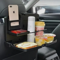 Car Backseat Organiser - 6-in-1 Foldable Tray Phone Tablet Food Bottle Holder Automotive Vehicle Organizers