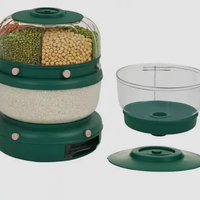 Cereal Dispenser - Double Layer 360 Rotating 6-Compartment Upper 5kg Lower Green Kitchen & Dining Food Storage Containers