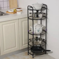 Pot Rack - 5-Tier Freestanding Metal Wire Round Matte Black Kitchen & Dining Pot Racks