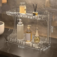 Vanity Organiser - 2-Tier Acrylic Cosmetic Shelf 21cm Layer Gap Clear Grey Home & Garden Household Storage Caddies