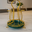 Glass Holder - Steel 6-Slot Drying Rack with Drip Tray Gold Teal Kitchen & Dining Dish Racks