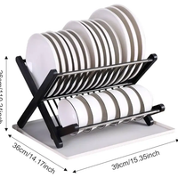 Dish Rack - X-Shape Foldable 2-Tier Drainer with Drip Tray Kitchen & Dining Dish Racks