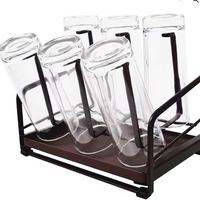 Glass Cup Rack - 8-Slot Metal Upside-Down Drying and Storage Holder Matte Black Kitchen & Dining Cup Racks