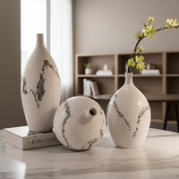 Vase Set - Small Neck Glossy Wave Ceramic 3-Piece Home & Garden Vases