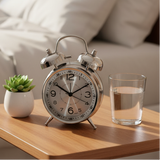 Alarm Clock - Retro Twin Bell Analogue Silver Chrome with Black Dial Home & Garden Alarm Clocks