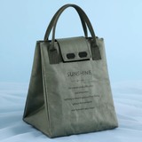 Lunch Bag - Sunshine Thermal Insulated Kraft Paper Tote Tan Olive Green Bags & Luggage Lunch Bags