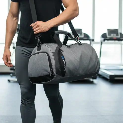 Gym Bag - IX Sport Duffle with Separate Shoe Compartment and Shoulder Strap Grey Teal Bags & Luggage Gym Duffel Bags