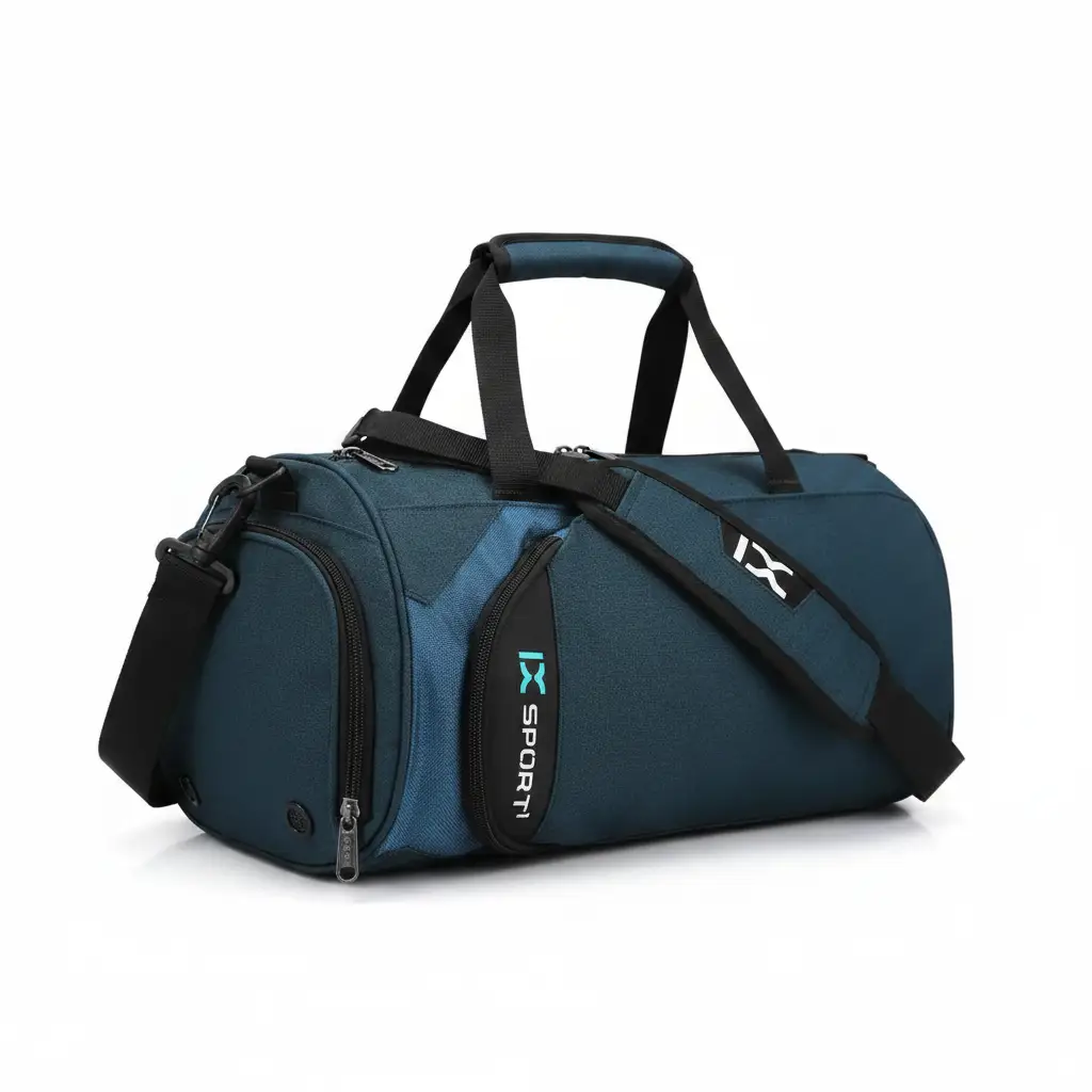Gym Bag - IX Sport Duffle with Separate Shoe Compartment and Shoulder Strap Grey Teal Bags & Luggage Gym Duffel Bags