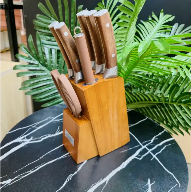 Knife Set - 8-Piece Stainless Steel with Bamboo Storage Block and Scissors Kitchen & Dining Knife Sets