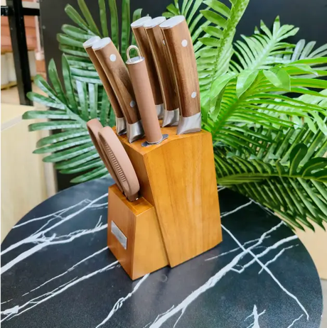 Knife Set - 8-Piece Stainless Steel with Bamboo Storage Block and Scissors Kitchen & Dining Knife Sets