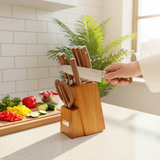 Knife Set - 8-Piece Stainless Steel with Bamboo Storage Block and Scissors Kitchen & Dining Knife Sets