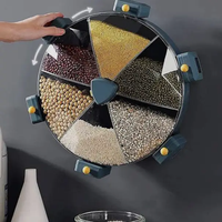 Grain Dispenser - 6-Grid Wall-Mounted Rotating Cereal and Dry Goods Dispenser Kitchen & Dining Food Dispensers