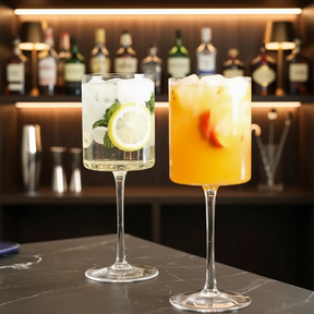 Champagne Flutes - Tall Stemmed Cocktail Glasses Clear and Gold Pair Kitchen & Dining Cocktail Glasses