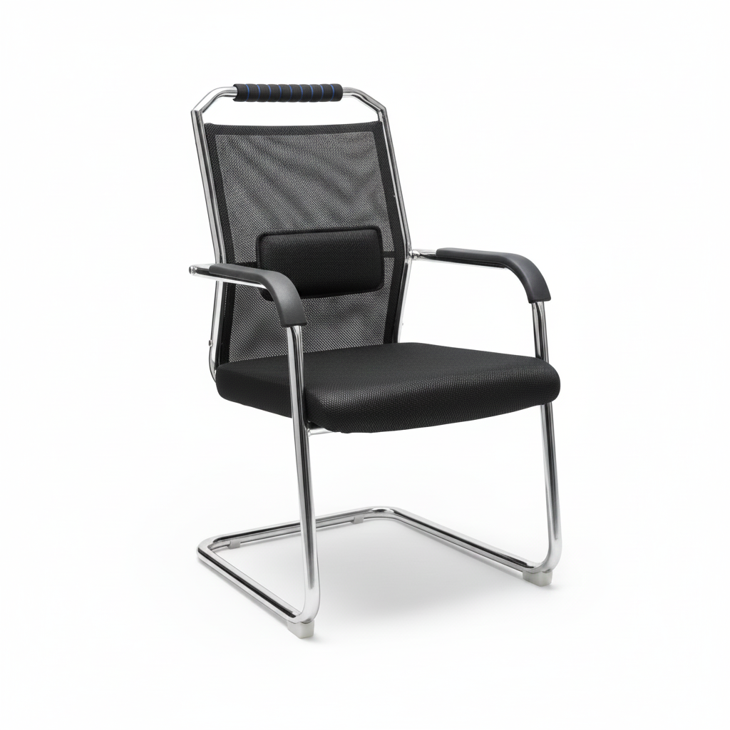 Office Chair - Mesh Back Visitor Chair with Lumbar Pad and Chrome Sled Base Furniture Office Chairs