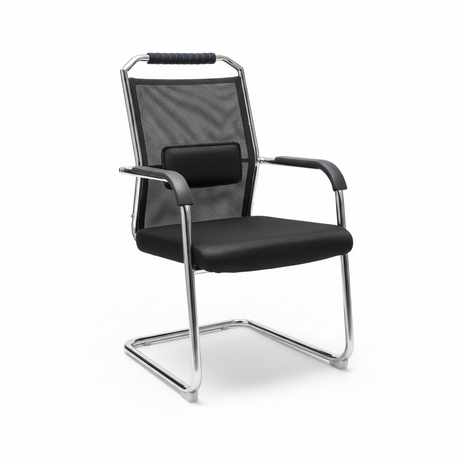Office Chair - Mesh Back Visitor Chair with Lumbar Pad and Chrome Sled Base Furniture Office Chairs