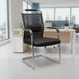 Mesh Back Visitor Office Chair With Lumbar Pad And Chrome Sled Base Furniture Office Chairs