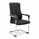 Office Chair - High Back Mesh and Fabric Visitor Chair with Chrome Sled Base Black Furniture Office Chairs