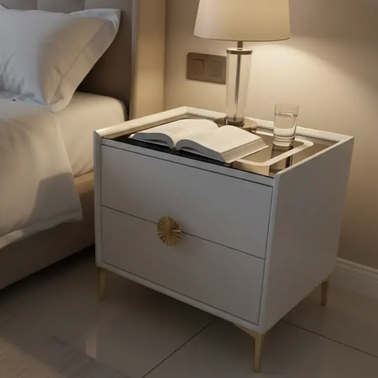 Bedside Table - Smart 2-Drawer with Wireless Charging Top Furniture Nightstands