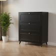 Shoe Cabinet - 3-Drawer Flip-Door with Rounded Corners and Gold Oval Handles Furniture Shoe Cabinets