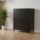Shoe Cabinet - 3-Drawer Flip-Door with Rounded Corners and Gold Oval Handles Furniture Shoe Cabinets