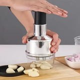 Food Chopper - Manual Press with Stainless Steel Blades and Clear Bowl Kitchen & Dining Garlic Presses
