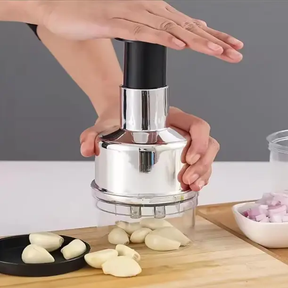 Food Chopper - Manual Press with Stainless Steel Blades and Clear Bowl Kitchen & Dining Garlic Presses