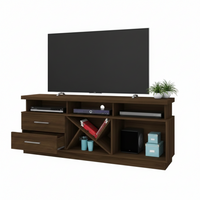 TV Stand - Walnut with Frame Shelf Drawer and Open Compartments Furniture Entertainment Centers & TV Stands