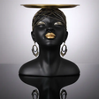 Decorative Sculpture - African Woman Bust with Gold Tray Key and Accessories Holder Home Decor Figurines