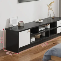 TV Cabinet - Wide 2-Door 2-Drawer with Open Centre Shelves and Gold Handles Furniture Entertainment Centers & TV Stands
