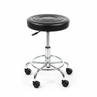 Tufted Round Salon Stool with Castors Furniture Office Chairs