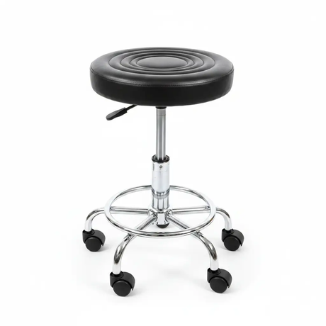 Tufted Round Salon Stool with Castors Furniture Office Chairs
