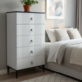 3-Drawer Ribbed Chest of Drawers with Marble Top Furniture Dressers