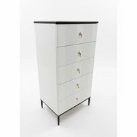 3-Drawer Ribbed Chest of Drawers with Marble Top Furniture Dressers