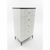 3-Drawer Ribbed Chest of Drawers with Marble Top Furniture Dressers