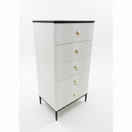 3-Drawer Ribbed Chest of Drawers with Marble Top Furniture Dressers