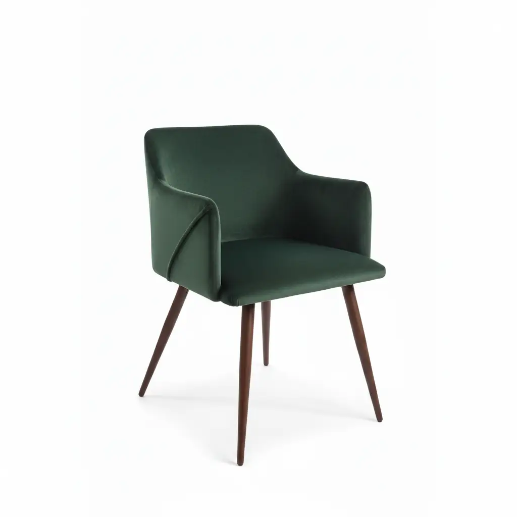 Velvet Armchair with Walnut Legs Forest Green Furniture Armchairs
