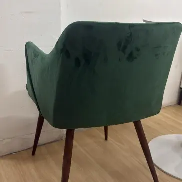 Velvet Armchair with Walnut Legs Forest Green Furniture Armchairs