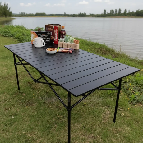 Foldable Aluminium Roll-Top Camping Table Outdoor & Garden Camp Furniture