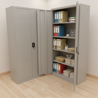 2-Door Steel Filing Cabinet with 4 Shelves Grey Furniture File Cabinets