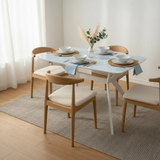 Marble-Top Dining Table with Angled Wood Legs Furniture Kitchen & Dining Room Tables