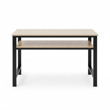 Industrial Two-Tier Study Desk with Oak Top & Black Frame Study Desk Desks