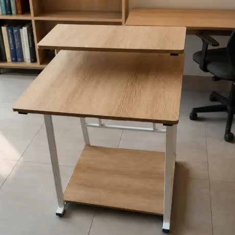 Compact Computer Desk with Monitor Shelf, Lower Shelf & Casters Computer Desk Desks