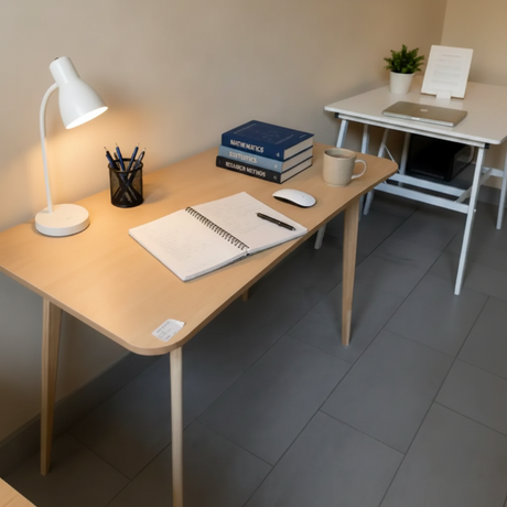 Scandinavian Oak Conference Desk with Chrome Legs Office Desk Desks