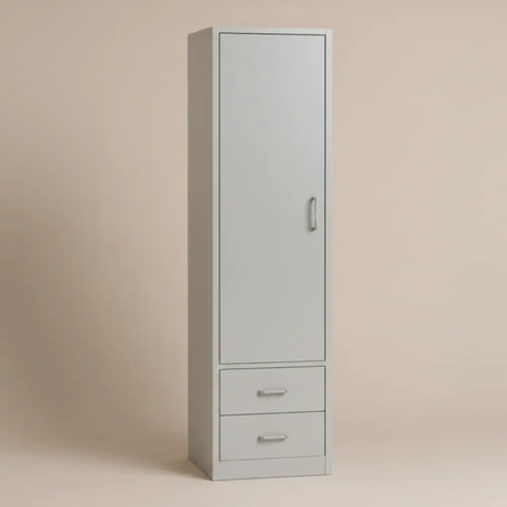 Slim Single-Door Wardrobe with 2 Bottom Drawers Wardrobe Hanging Rail Wardrobes
