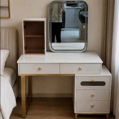Dressing Table with LED Mirror, Side Shelf & Cabinet Dressing Table Dressing Tables