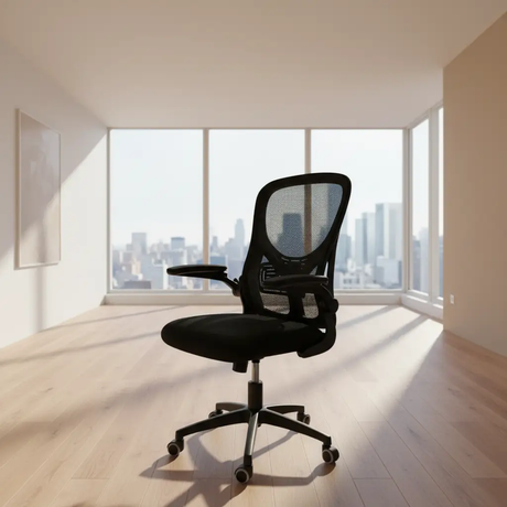 Mid-Back Mesh Office Chair with Flip-Up Armrests & Lumbar Support Office Chair Office Chairs