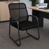 Mesh Back Visitor Chair with Fixed Armrests & Black Sled Base Office Chair Office Chairs