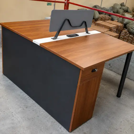 L-Shaped Reception Desk with Privacy Panel & Cable Management Office Desk Reception Desks & Counters