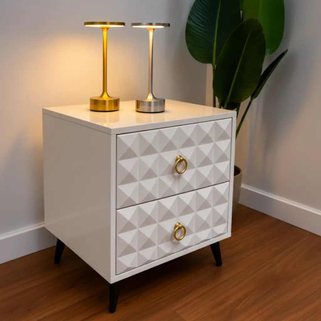 Geometric Bedside Drawer Table Nightstands