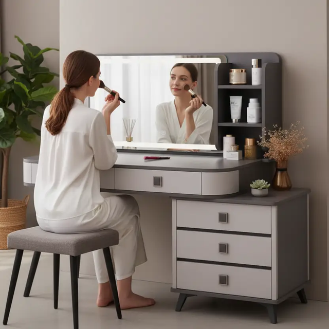 Dressing Table with LED Mirror & Storage Lighted Vanities